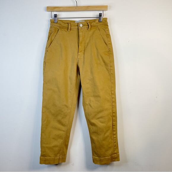 Everlane Straight Leg Crop Golden Brown Cropped Trousers Pants womens 2 short - Picture 1 of 15